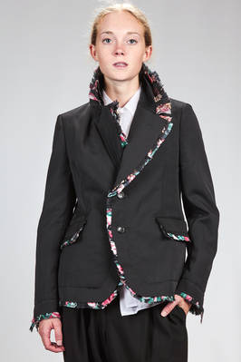man jacket in wool gabardine with padded effect and floral rouche of polyester georgette - COMME DES GARÇONS 