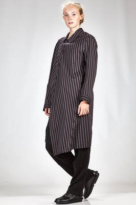 long and asymmetrical shirt in cotton poplin with diagonal stripes  - 340