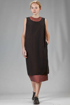 longuette sheath dress in iridescent polyester chambray and polyester georgette  - 157