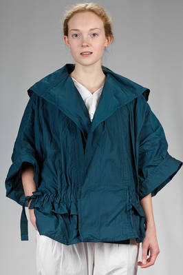 hip length pea coat in polyester paper that wrinkles when touched - ISSEY MIYAKE 