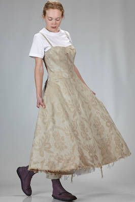 ‘sculpture’ dress, under the knee in linen jacquard with inner multilayered  skirt base in polyester tulle