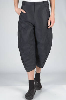 trousers in cotton canvas, modal, linen and mulberry silk with vertical stripes and braided metallic thread  - 359