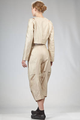 spencer short jacket in cotton canvas, modal, linen and mulberry silk with vertical stripes and braided metallic thread - RENLI SU 