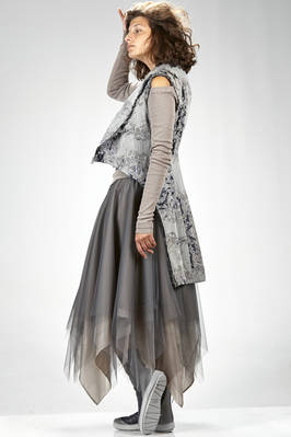 ‘haute couture’ gilet in wool, polyester and silk jacquard with floral print slightly shinny - MARC LE BIHAN 