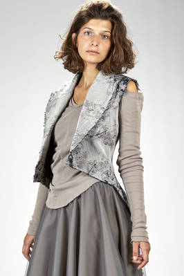 gilet ‘haute couture’ in jacquard floreale lievemente brillantinato di lana, poliestere e seta - MARC LE BIHAN 