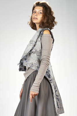 ‘haute couture’ gilet in wool, polyester and silk jacquard with floral print slightly shinny - MARC LE BIHAN 
