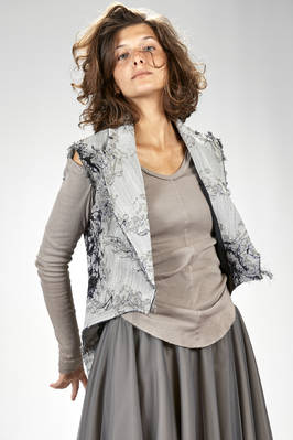‘haute couture’ gilet in wool, polyester and silk jacquard with floral print slightly shinny - MARC LE BIHAN 