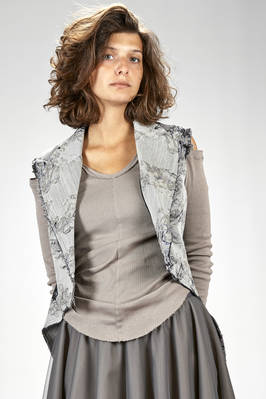 ‘haute couture’ gilet in wool, polyester and silk jacquard with floral print slightly shinny - MARC LE BIHAN 