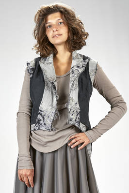 ‘haute couture’ gilet in wool, polyester and silk jacquard with floral print slightly shinny - MARC LE BIHAN 