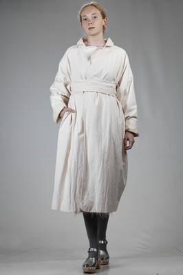 wide long coat in washed canvas cotton at hand peach, doubled on cashmere gauze - DANIELA GREGIS 
