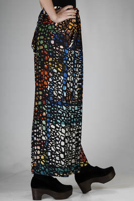 wide trousers in silk crêpe de chine with abstract ‘pomegranate’ printed - DANIELA GREGIS 