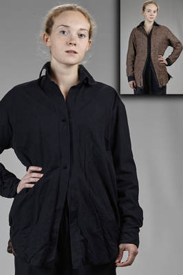 shirt in cotton canvas and melange wool and linen grid  - 195