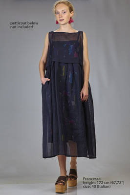 wide longuette dress in starched gauze of linen  - 195