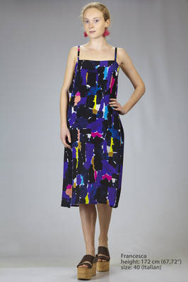 long, wide, silk crêpe de chine slip dress with tone on tone multicolour stains  - 195