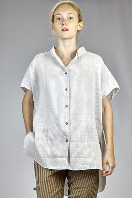 long, wide, linen, silk and cotton washed satin shirt with men shirt style stripes  - 161