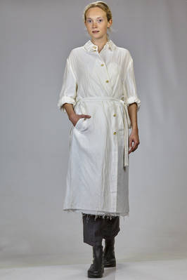 long, wide linen, cotton, and cupro double jacquard gauze coat  - 161