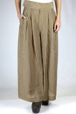 wide, 2 tone vertical stripes tooled linen, viscose and silk trousers  - 161