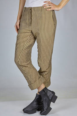pantalone in tessuto operato a righe bicolori verticali di lino, viscosa e seta - FORME D' EXPRESSION 