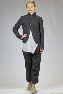 linen and cotton faded denim waist jacket  - 161