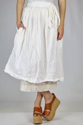 3/4 length, wide double washed cotton canvas on cotton tulle skirt  - 195