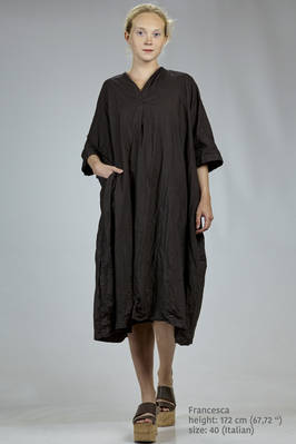 washed cotton canvas 3/4 dress  - 195