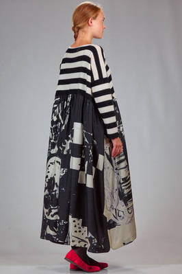 long, wide dress, in stocking stitch cashmere and silk twill - DANIELA GREGIS 