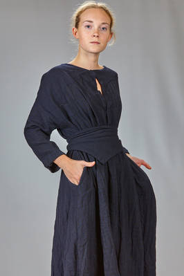 wide longuette dress in vichy overdyed wool and inlaid solid patchwork - DANIELA GREGIS 