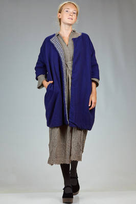 wide caban, above knee length, double: in pied-de-poul cashmere and in solid color cashmere - DANIELA GREGIS 