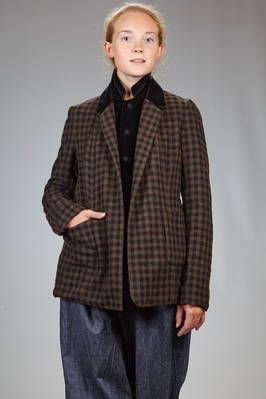 hip-length velvet smooth cotton jacket and cashmere vichy - DANIELA GREGIS 