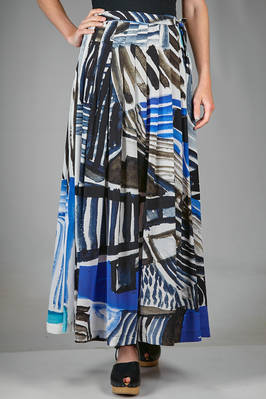 long and wide skirt in silk crêpe de chine with multicolor brushstrokes  - 195