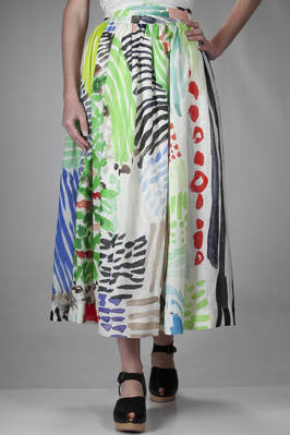 long and wide skirt in multicolor linen gauze and silk crêpe de chine - DANIELA GREGIS 