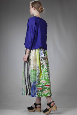 long and wide skirt in multicolor linen gauze and silk crêpe de chine - DANIELA GREGIS 