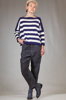 maglia al fianco, ampia, in maglia rasata di cotone a righe orizzontali bicolore - DANIELA GREGIS 