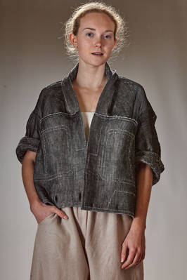 hip-length blouson in wool and silk gauze padded with wadded cotton and nylon  - 227
