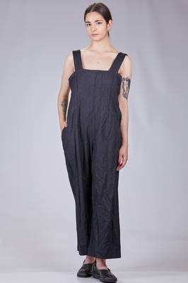 dungarees with high and wide trousers in washed and slightly glittered techno polyester  - 157