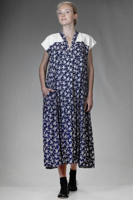 longuette dress, wide, in rayon canvas and cotton moeskin  - 157