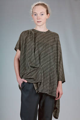 long, wide, asymmetric top in rayon, polyester, nylon diagonal glitter jersey  - 74