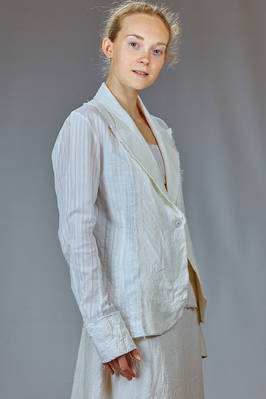 hip length jacket in washed linen crêpe and washed cotton, viscose and silk voile. - MARC LE BIHAN 