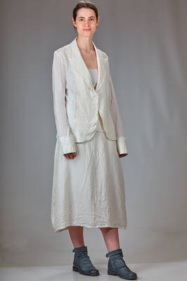 hip length jacket in washed linen crêpe and washed cotton, viscose and silk voile. - MARC LE BIHAN 