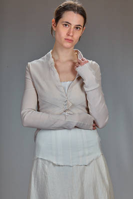 hip-length slim fit jacket in stretch crêpe of polyamide, silk and elastane  - 163