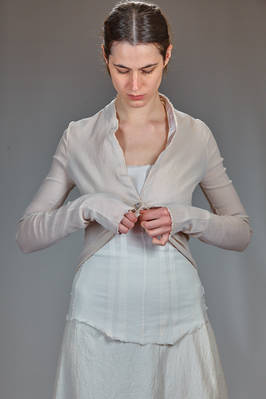 hip-length slim fit jacket in stretch crêpe of polyamide, silk and elastane - MARC LE BIHAN 