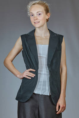 hip-length slim waistcoat in washed polyamide canvas  - 163