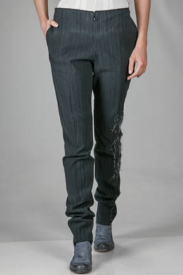 slim-fit trousers in tone-on-tone pinstripe silk and elastane  - 163