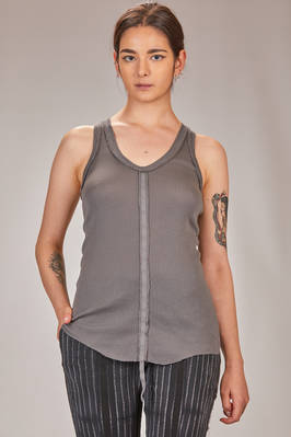 long and slim tank top in raw cut ribbed cotton jersey  - 163