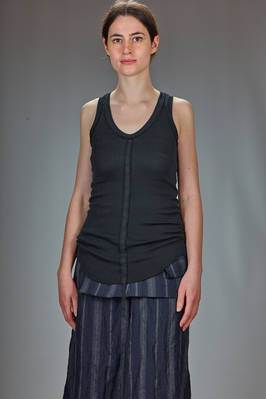 long and slim tank top in raw cut ribbed cotton jersey  - 163