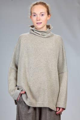 long wide sweater in melange cashmere knitting  - 195