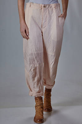 wide trousers in linen and polyamide micro-seersucker  - 161