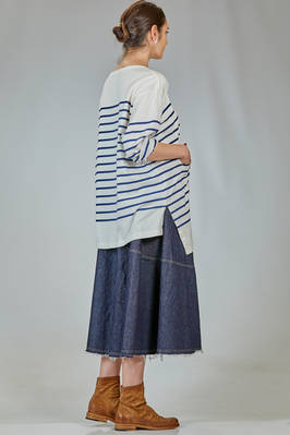 t-shirt lunga e ampia in jersey di cotone con riga orizzontale - FORME D' EXPRESSION 
