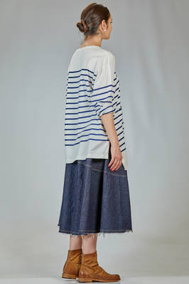 t-shirt lunga e ampia in jersey di cotone con riga orizzontale - FORME D' EXPRESSION 