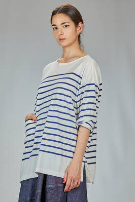 t-shirt lunga e ampia in jersey di cotone con riga orizzontale - FORME D' EXPRESSION 